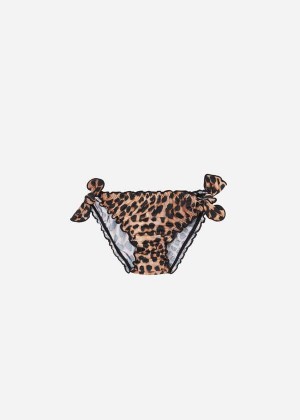 Calzedonia Animal Print Bottom Bilbao Badeanzüge Kinder Schwarz Braun | DE1172TV