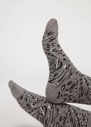 Calzedonia Animal Print Kurzes Socken Damen Grau | DE1857FM