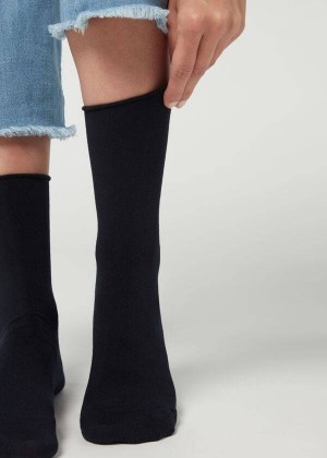 Calzedonia Ankle with Cashmere Kurzes Socken Damen Blau | DE1848TV