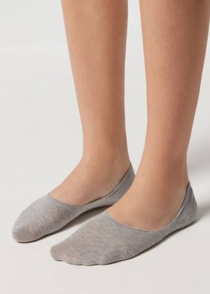 Calzedonia Baumwoll Invisible Socken Damen Silber | DE1990JJ