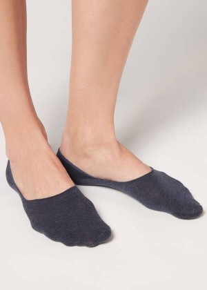 Calzedonia Baumwoll Invisible Socken Damen Navy | DE1989HK