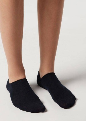 Calzedonia Baumwoll No-Show Socken Damen Blau | DE1913KI