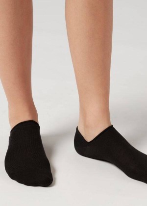 Calzedonia Baumwoll No-Show Socken Damen Schwarz | DE1911HK