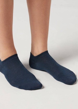 Calzedonia Baumwoll No-Show Socken Herren Blau | DE1292XF