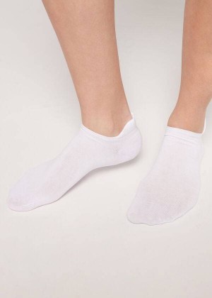 Calzedonia Baumwoll No-Show rosa Socken Damen Weiß | DE1903IS