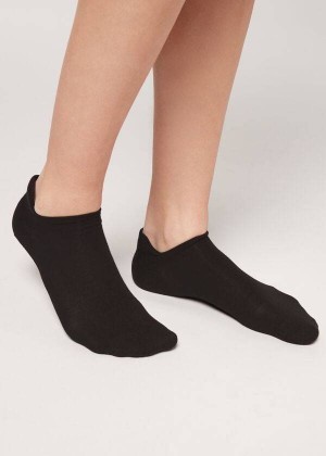 Calzedonia Baumwoll No-Show rosa Socken Damen Schwarz | DE1902UT