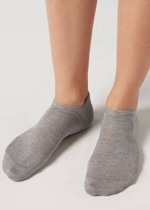 Calzedonia Baumwoll No-Show rosa Socken Damen Grau | DE1901YU