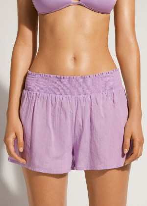 Calzedonia Baumwoll Shorts Cover-Ups Damen Lila | DE2071ZG