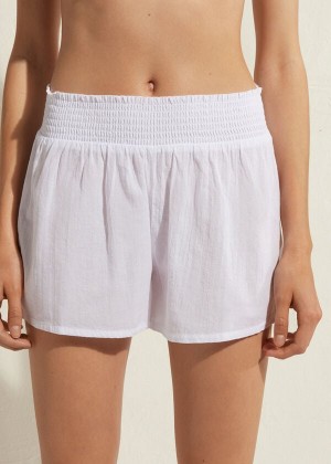 Calzedonia Baumwoll Shorts Cover-Ups Damen Weiß | DE2067HK