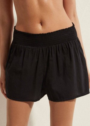 Calzedonia Baumwoll Shorts Cover-Ups Damen Schwarz | DE2066GL