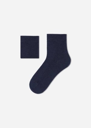 Calzedonia Baumwoll with Fresh Feet Atmungsaktiv Material Kurzes Socken Kinder Navy | DE1090QZ