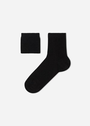 Calzedonia Baumwoll with Fresh Feet Atmungsaktiv Material Kurzes Socken Kinder Schwarz | DE1015RW
