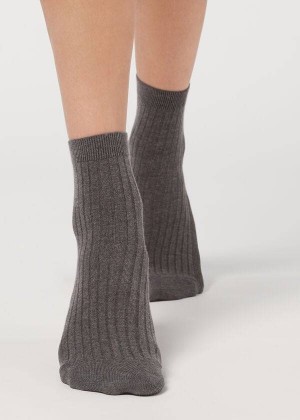 Calzedonia Cashmere Blend Kurzes Socken Damen Grau | DE1839CE