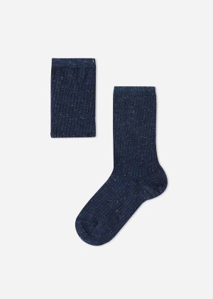 Calzedonia Cashmere and Glitter Kurzes Socken Kinder Blau | DE1103FM