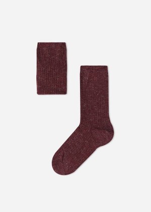 Calzedonia Cashmere and Glitter Kurzes Socken Kinder Bordeaux | DE1102DN