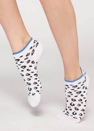 Calzedonia Checkered No-Show Socken Damen Weiß | DE1922QZ