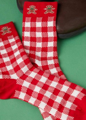 Calzedonia Christmas Series Kurzes Crew Socken Herren Rot Weiß | DE1396XF