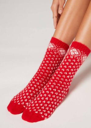 Calzedonia Christmas Soft Kurzes Socken Damen Rot | DE1816NB