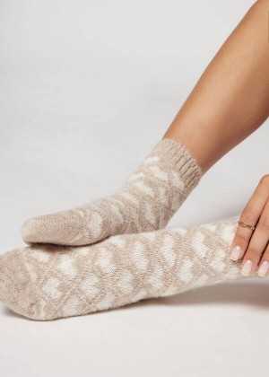 Calzedonia Christmas Soft Kurzes Socken Damen Beige | DE1813CE