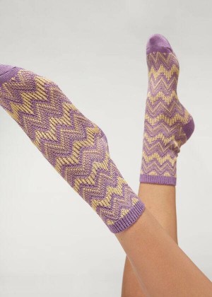 Calzedonia Colorful Chevron Motif Kurzes Socken Damen Lila | DE1811ZG