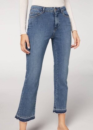 Calzedonia Cropped Flare Jeans Damen Blau | DE1628LH