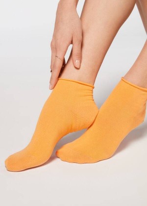 Calzedonia Cuffless Kurzes in Baumwoll Socken Damen Orange | DE1796TV