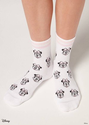 Calzedonia Disney Patterned Kurzes Socken Damen Weiß Rosa | DE1770TV