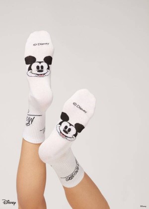 Calzedonia Disney Patterned Kurzes Socken Damen Weiß Schwarz | DE1767WY