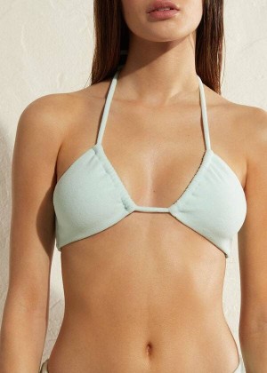 Calzedonia Drawstring Bandeau Beverly Hills Eco Bikinioberteile Damen Blau | DE2481QZ