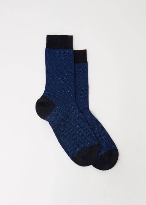 Calzedonia Geometric Pattern Crew Socken Herren Blau | DE1339HK