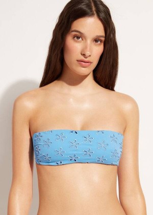 Calzedonia Gepolstert Bandeau Corfù Bikinioberteile Damen Blau | DE2405NB