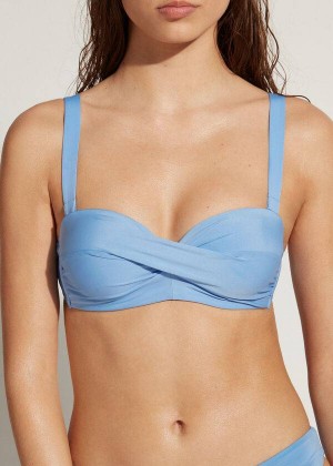 Calzedonia Gepolstert Bandeau Indonesia Bikinioberteile Damen Blau | DE2402WY