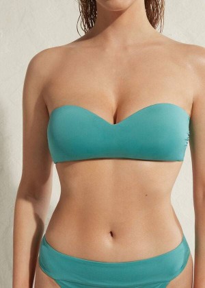 Calzedonia Gepolstert Bandeau Indonesia Eco Bikinioberteile Damen Türkis | DE2398YU