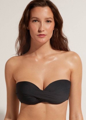 Calzedonia Gepolstert Bandeau Indonesia Eco cobey Bikinioberteile Damen Schwarz | DE2393AP