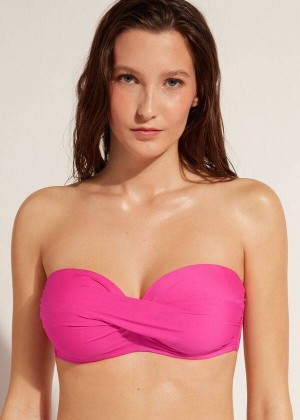 Calzedonia Gepolstert Bandeau Indonesia Eco cobey Bikinioberteile Damen Rosa | DE2391DN