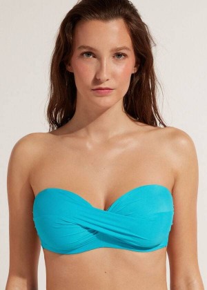 Calzedonia Gepolstert Bandeau Indonesia Strapless Bikinioberteile Damen Türkis | DE2380BC