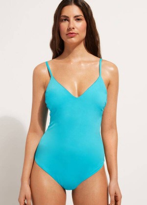 Calzedonia Gepolstert One-Piece Indonesia Badeanzüge Damen Türkis | DE2008OR