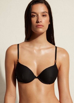 Calzedonia Gepolstert Push-Up Casablanca Bikinioberteile Damen Schwarz | DE2345UT