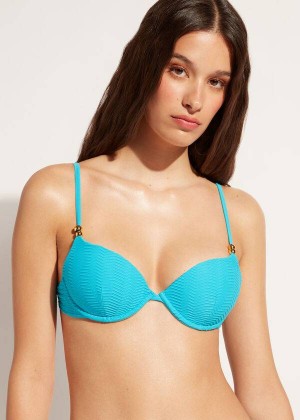 Calzedonia Gepolstert Push-Up Casablanca Bikinioberteile Damen Türkis | DE2342PQ