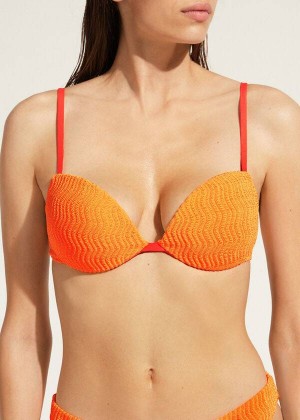 Calzedonia Gepolstert Push-Up Mykonos Bikinioberteile Damen Orange | DE2323EX