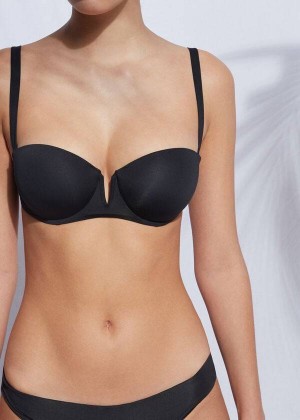 Calzedonia Gepolstert Push Up Indonesia Eco rosa Bikinioberteile Damen Schwarz | DE2366SO