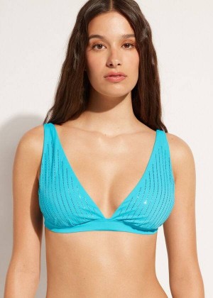 Calzedonia Gepolstert Triangle Shanghai Bikinioberteile Damen Türkis | DE2255CE