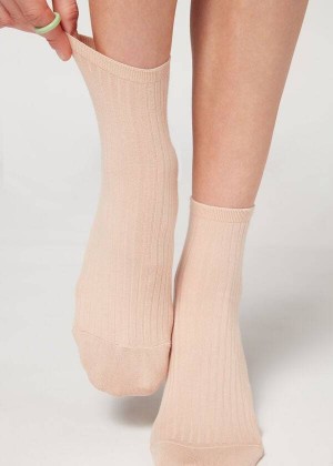 Calzedonia Gerippt Kurzes Socken Damen Beige Braun | DE1709CE