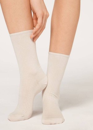 Calzedonia Gerippt Kurzes Socken Damen Beige | DE1704JJ