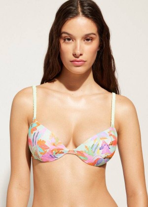 Calzedonia Graduated Gepolstert Push-Up Tahiti Bikinioberteile Damen Grün | DE2464KI