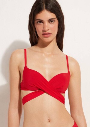 Calzedonia Graduated Gepolstert Push Up Indonesia Bikinioberteile Damen Rot | DE2466HK