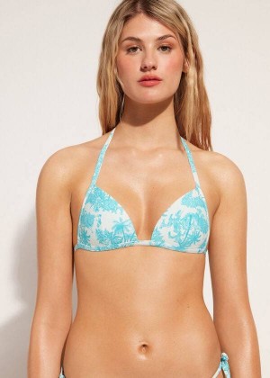 Calzedonia Graduated Gepolstert Triangle Sorrento Bikinioberteile Damen Blau | DE2441GL