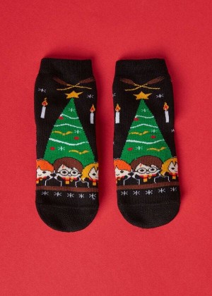 Calzedonia Harry Potter Christmas Non-Slip Kurzes Socken Kinder Schwarz | DE1083ZG