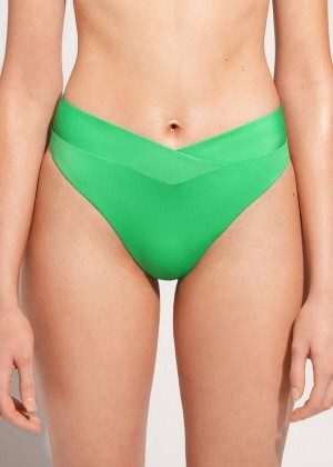 Calzedonia High-Taille V-Cut Brazilian Indonesia Bikinihosen Damen Grün | DE2729NB