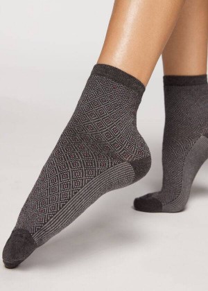 Calzedonia Kurzes Patterned Socken Damen Grau | DE1683CE